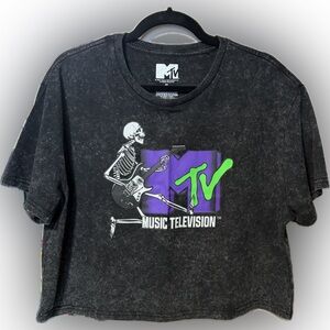 MTV Skeleton + Guitar Cropped Tee